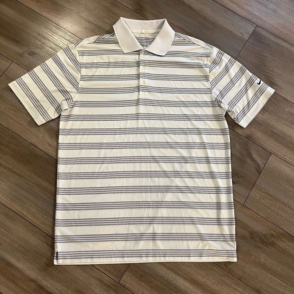 Nike Golf Black Stripe Athletic Casual Polo‎ Men Medium Bin N-20